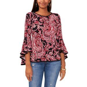 Sam & Jess Women's Bell-Sleeve Top Pink Black Size L MSRP $59